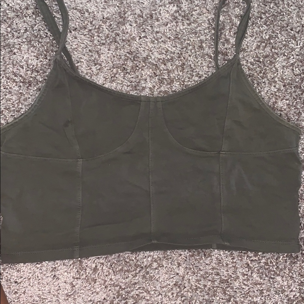 Army green cropped tank top